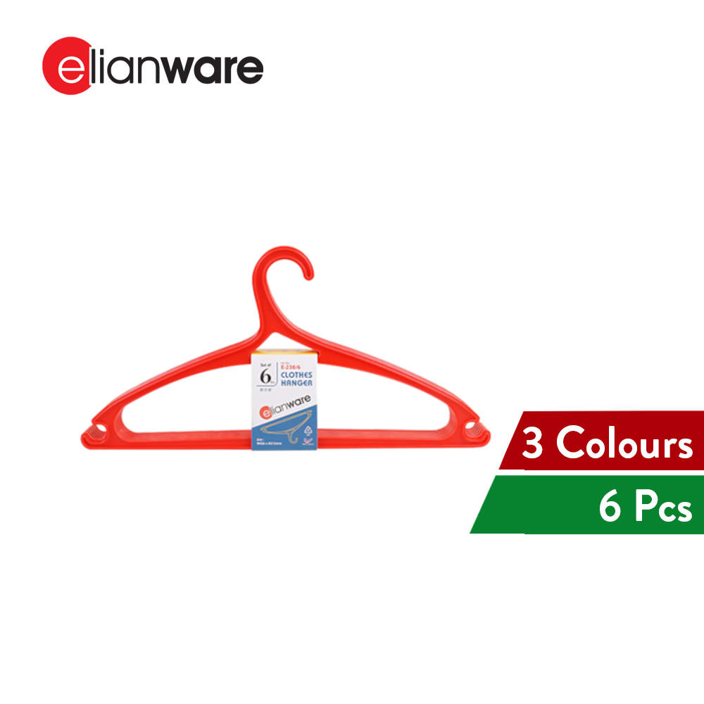 Elianware 6PCS SET Adult Clothes Hanger Plastic Hanger Baju Stackable Penyangkut