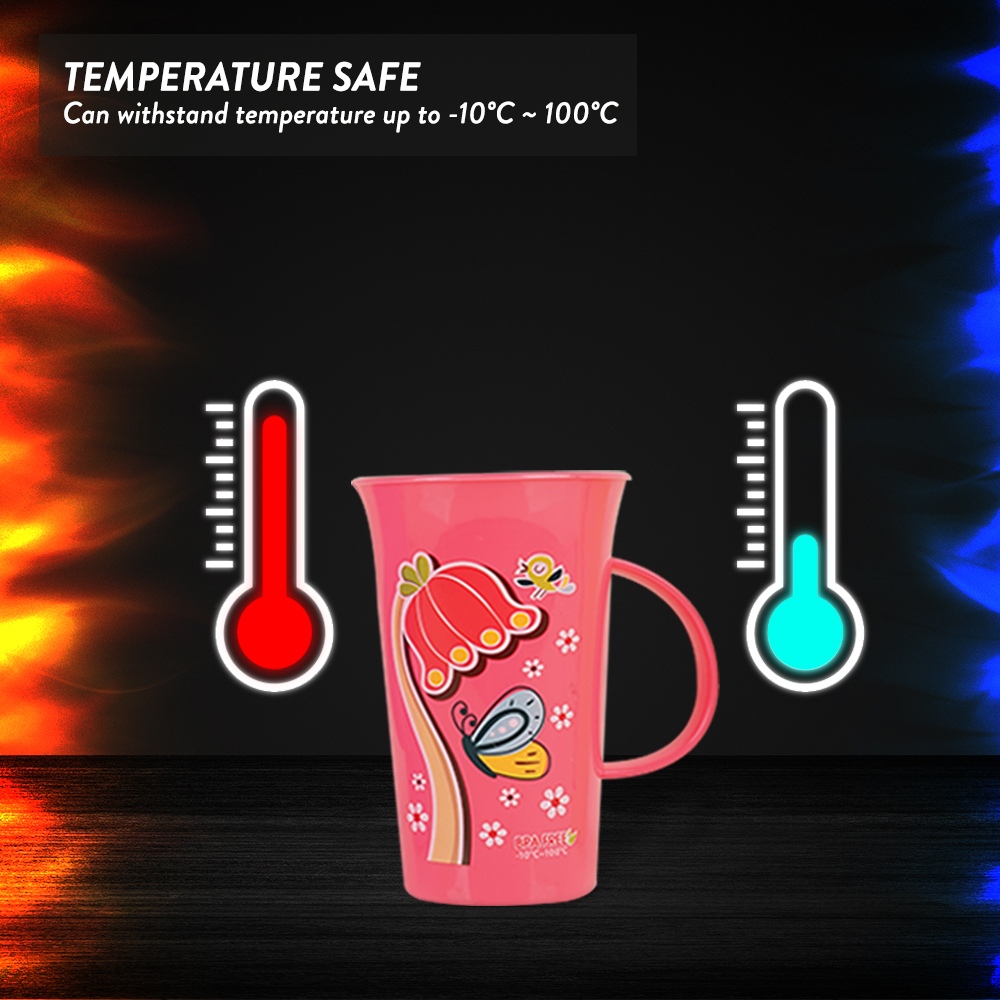Elianware BPA Free 400ML Unbreakable Cute Plastic Cup Mug Colourful Cawan