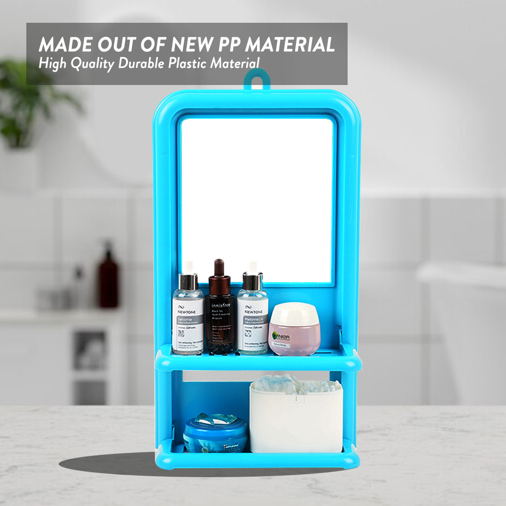 Elianware Bathroom 10" Mirror with Hook Cermin Bilik Mandi with 2 Layers Rack