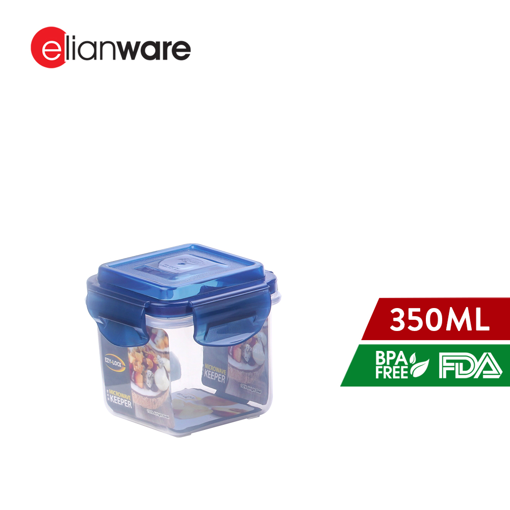 Elianware 1PC/4PCS Ezy-Lock Airtight Seal Microwavable Square Food Containers