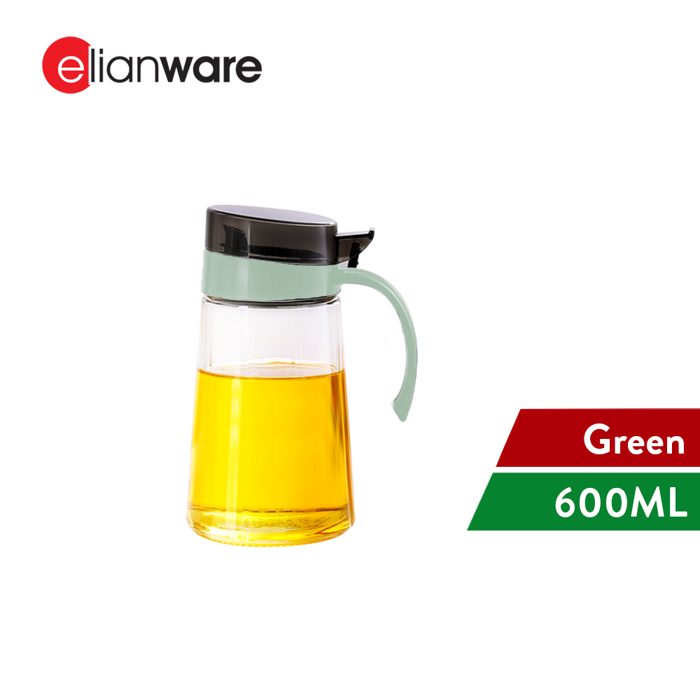 Elianware 600ml Kitchen Glass Cooking Oil Jar Sauce Bottle Dispenser