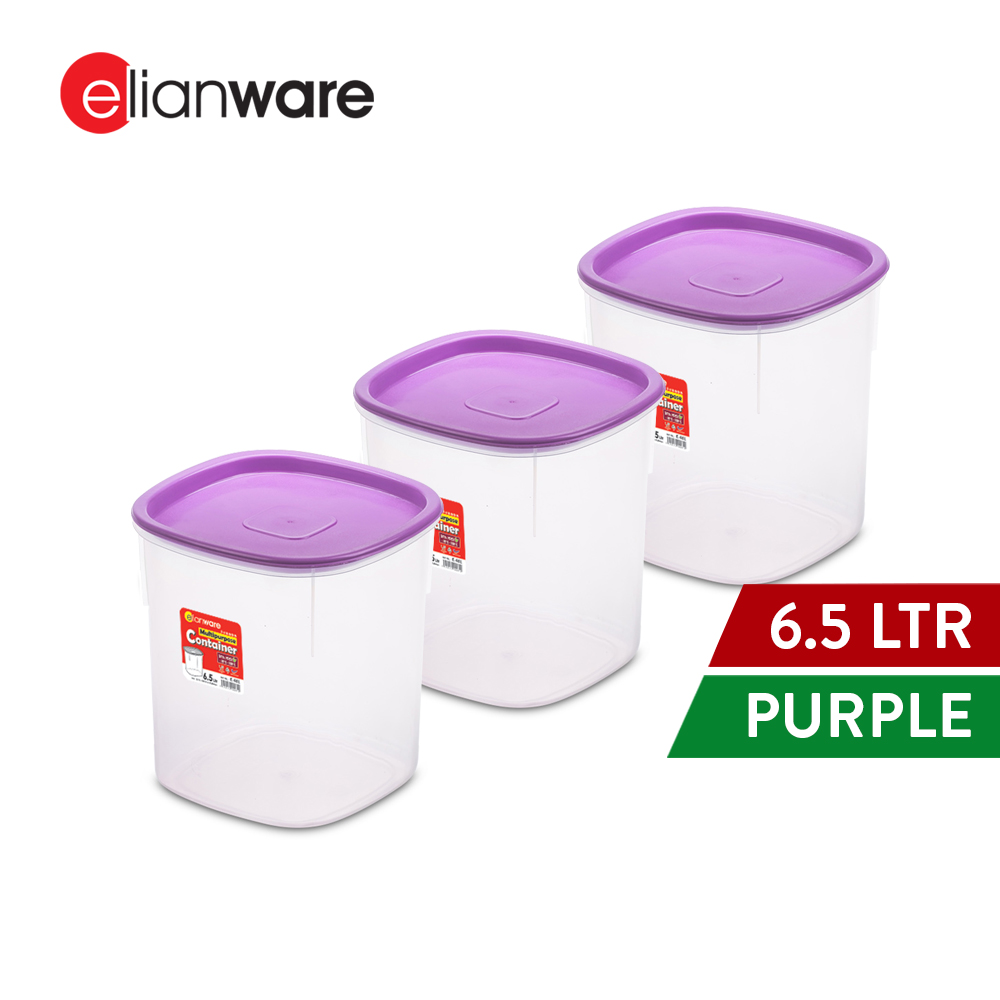 Elianware 1PC/3PCS 6.5Ltr Airtight Food Container Storage Box Kerepek Bekas Makanan