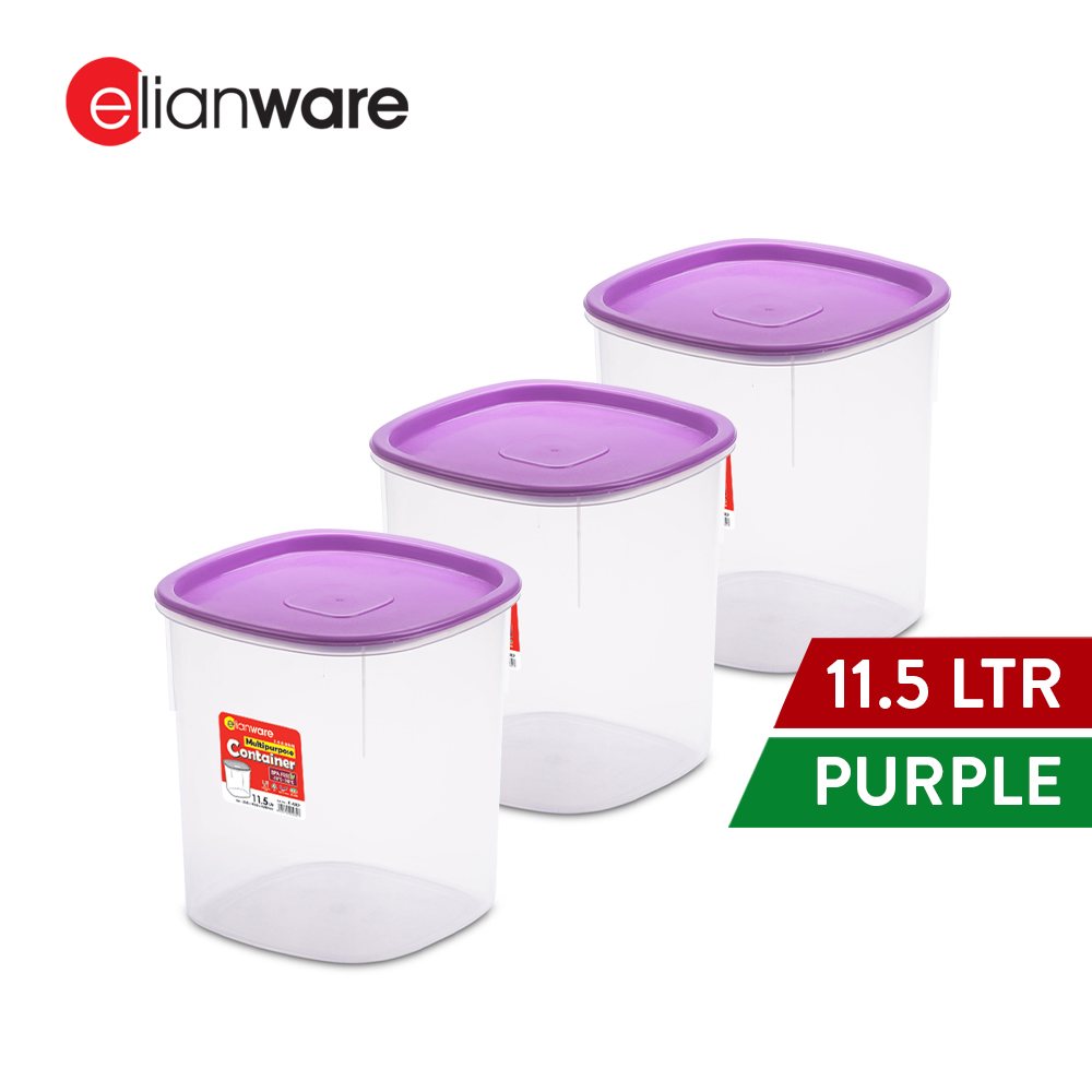 Elianware 1PC/3PCS 11.5Ltr Airtight Food Container Rice Storage Box Kerepek Keropok Bekas Makanan