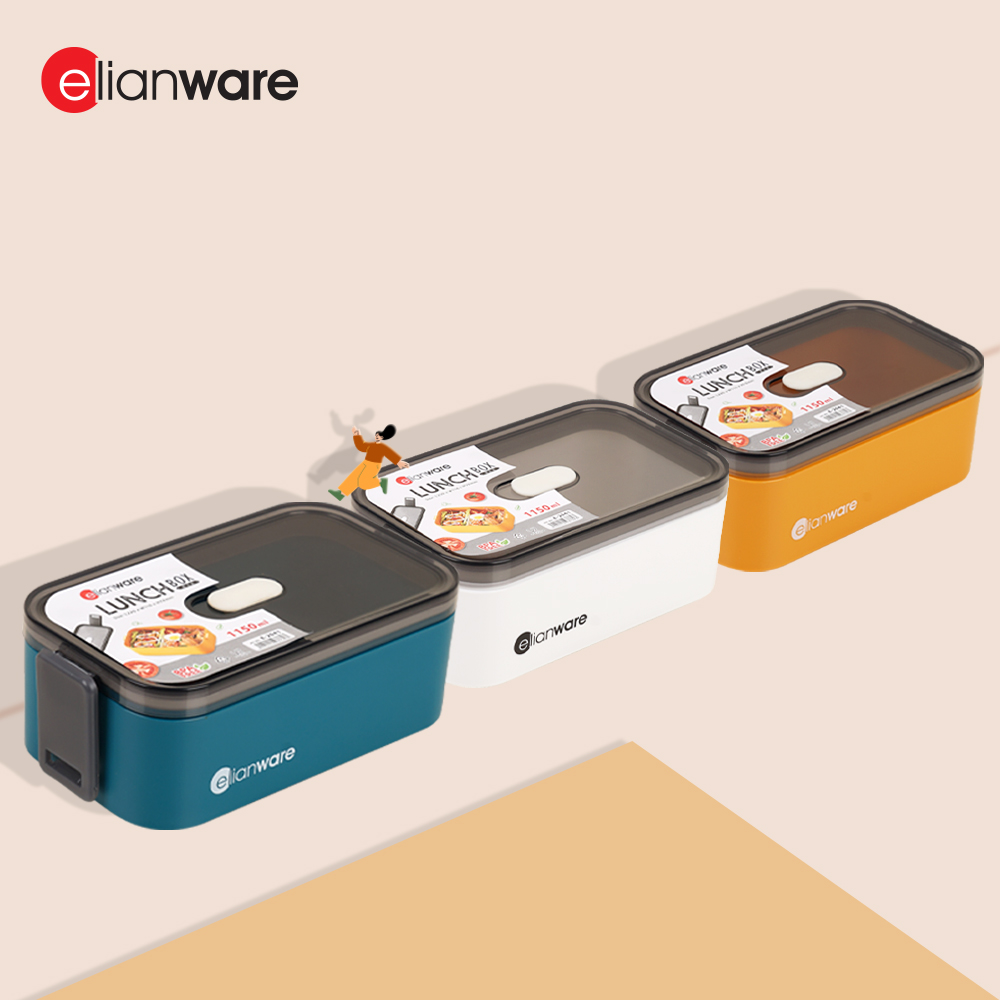 Elianware 1/2 Layers Bento Lunch Box Rectangular Modern Airtight Bekas Makanan