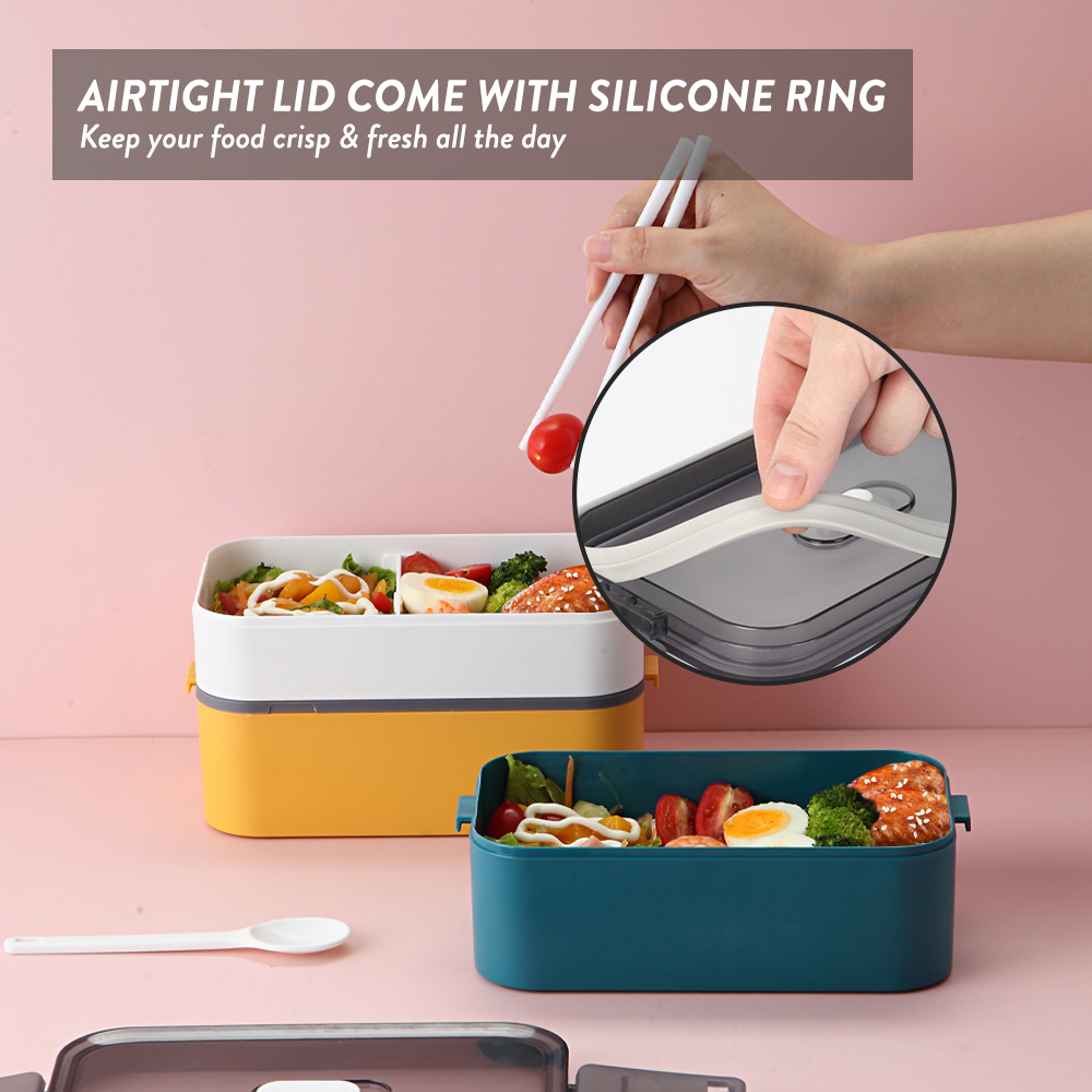 Elianware 1/2 Layers Bento Lunch Box Rectangular Modern Airtight Bekas Makanan