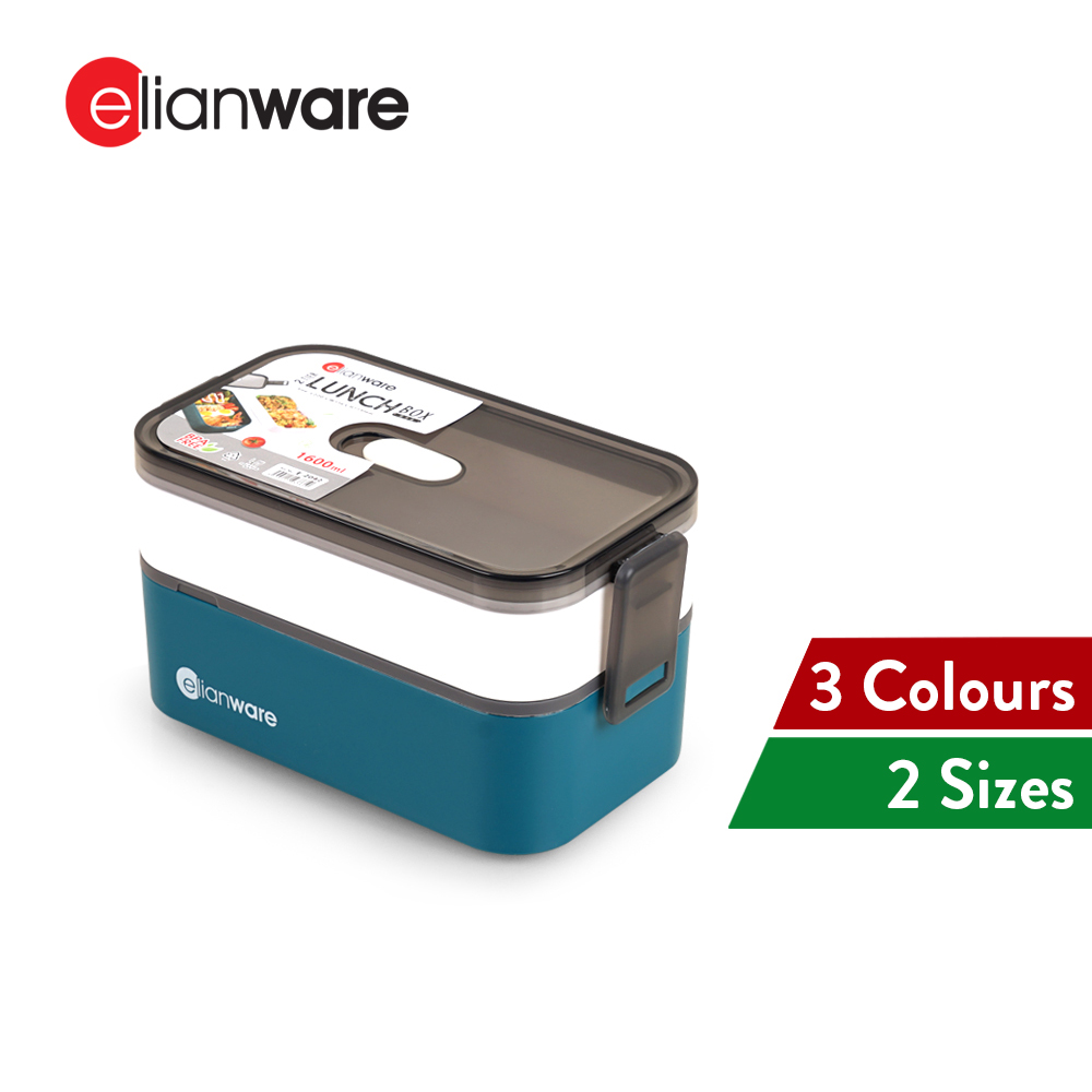 Elianware 1/2 Layers Bento Lunch Box Rectangular Modern Airtight Bekas Makanan