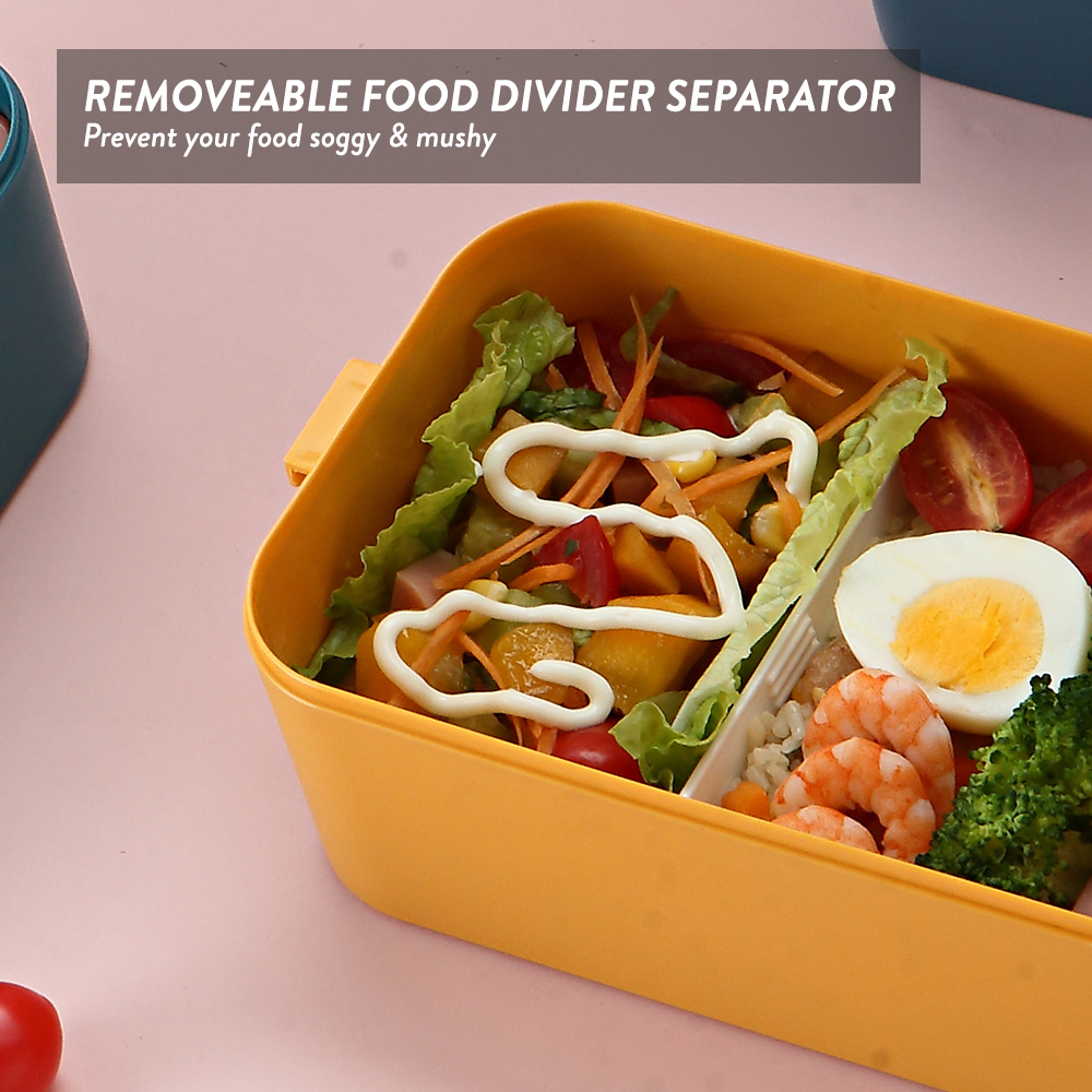Elianware 1/2 Layers Bento Lunch Box Rectangular Modern Airtight Bekas Makanan