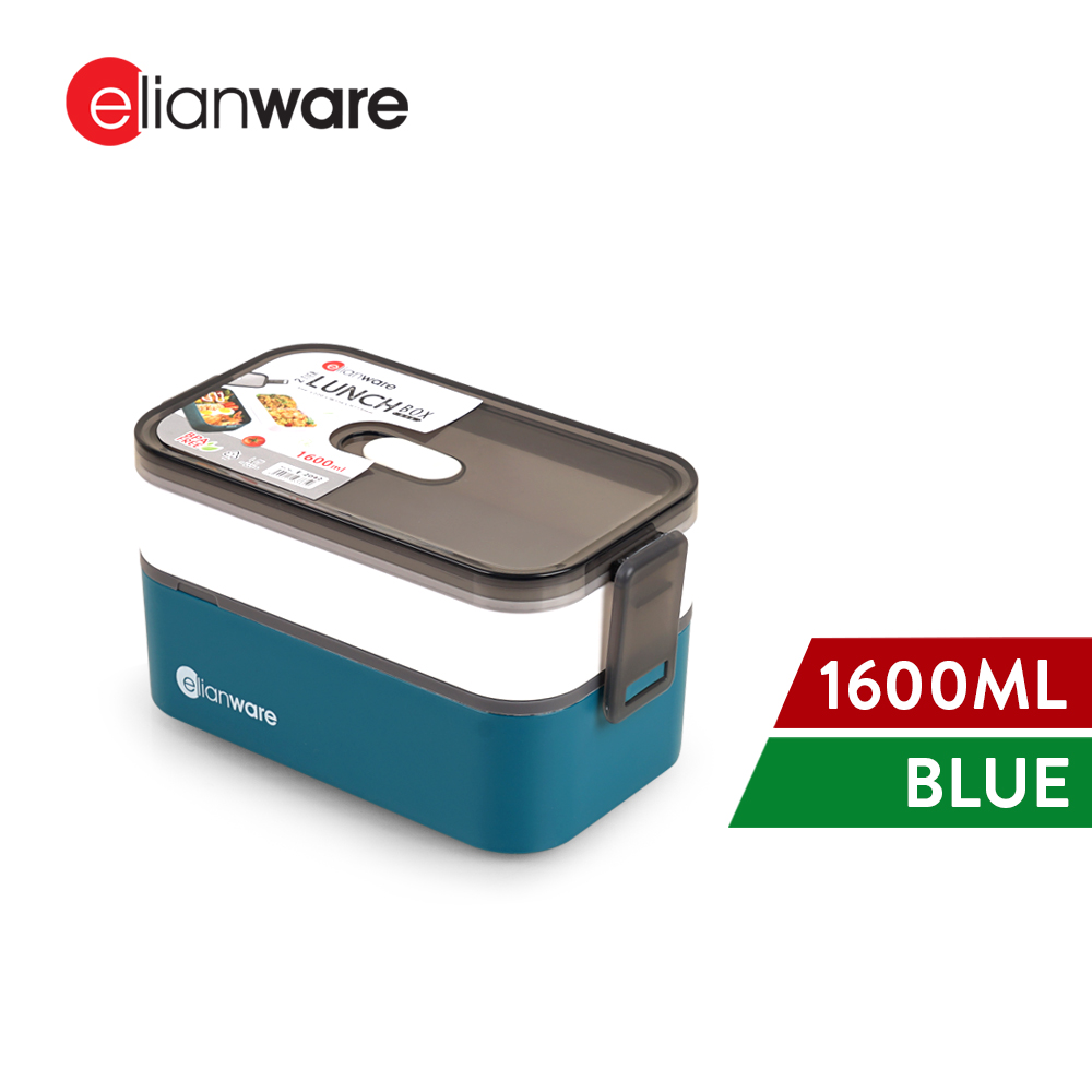 Elianware 1/2 Layers Bento Lunch Box Rectangular Modern Airtight Bekas Makanan