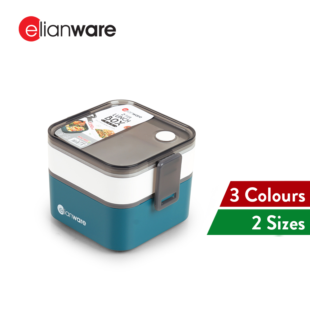 Elianware 1/2 Layers Office School Bento Lunch Box Square Modern Airtight Kids Bekas Makanan