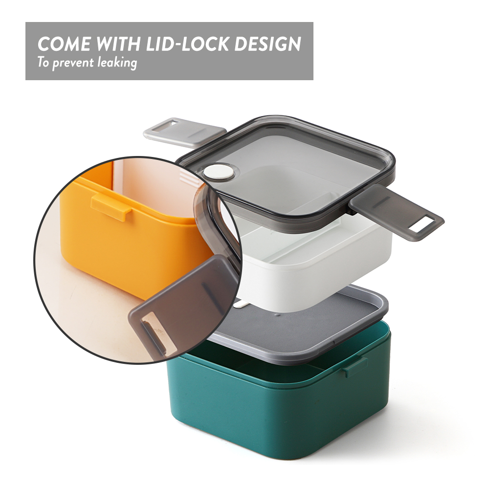 Elianware 1/2 Layers Office School Bento Lunch Box Square Modern Airtight Kids Bekas Makanan