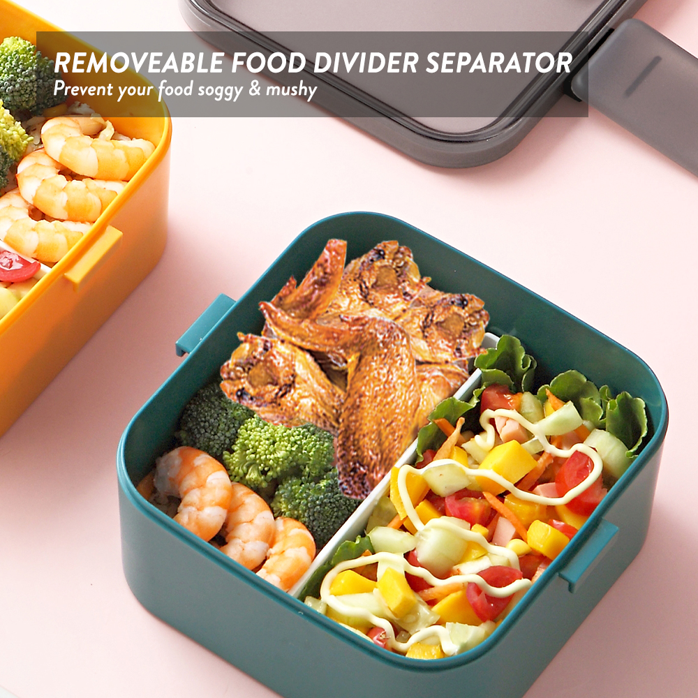 Elianware 1/2 Layers Office School Bento Lunch Box Square Modern Airtight Kids Bekas Makanan