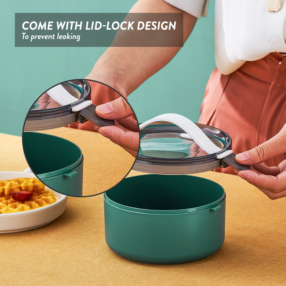 Elianware 1/2 Layers Bento Lunch Box Round Modern Airtight Soup Bekas Makanan with Handle