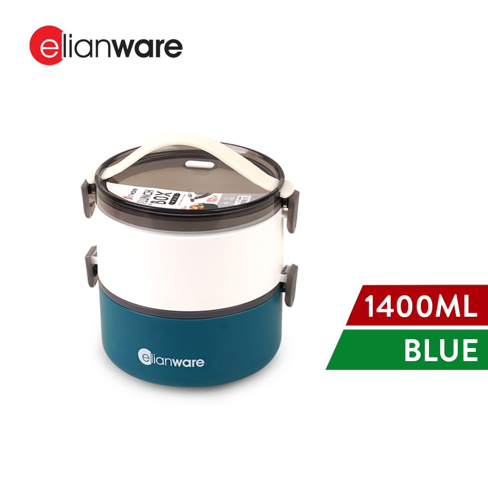 Elianware 1/2 Layers Bento Lunch Box Round Modern Airtight Soup Bekas Makanan with Handle