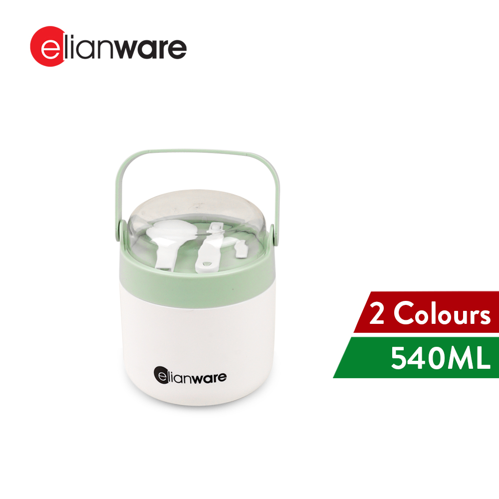 Elianware 540ML 304 Stainless Steel Thermal Soup Lunch box Food Container Dessert Bekas Makanan dengan Handle