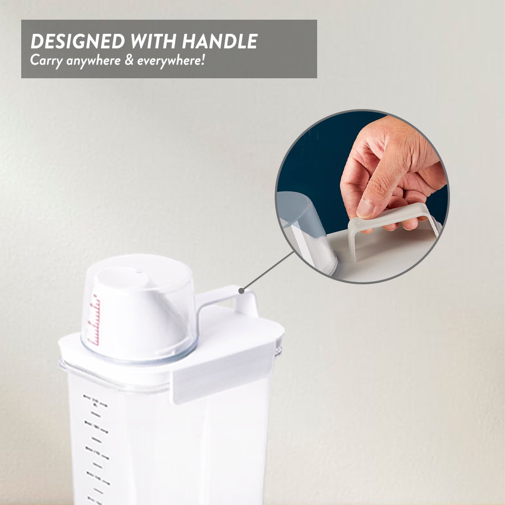 Elianware Laundry Detergent Airtight Cereal Dispenser Bekas Makanan Beras Food Container with Measurement Cup