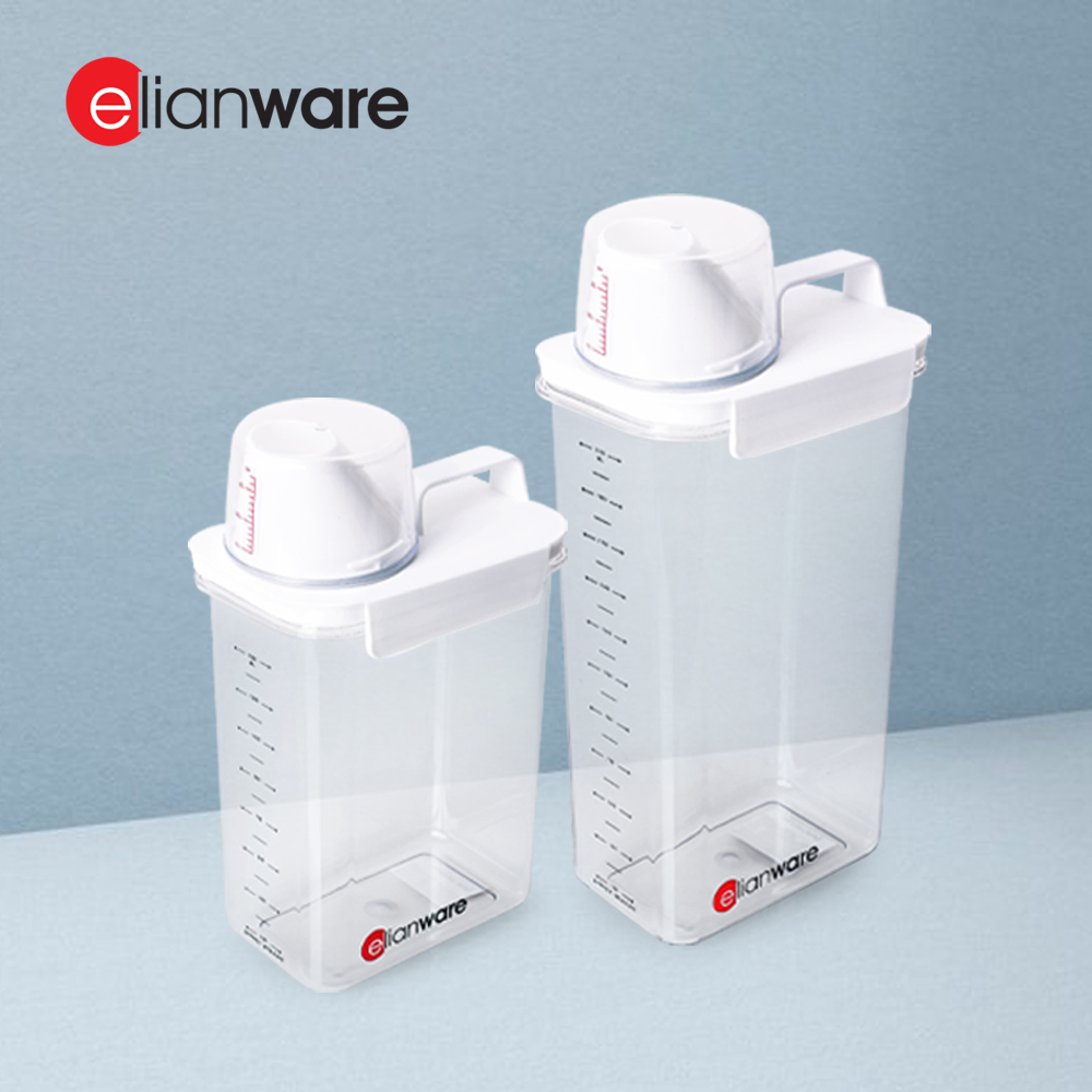 Elianware Laundry Detergent Airtight Cereal Dispenser Bekas Makanan Beras Food Container with Measurement Cup