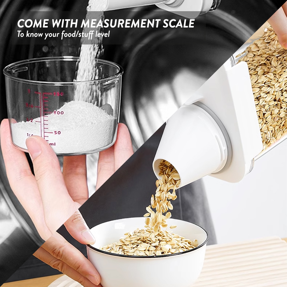 Elianware Laundry Detergent Airtight Cereal Dispenser Bekas Makanan Beras Food Container with Measurement Cup