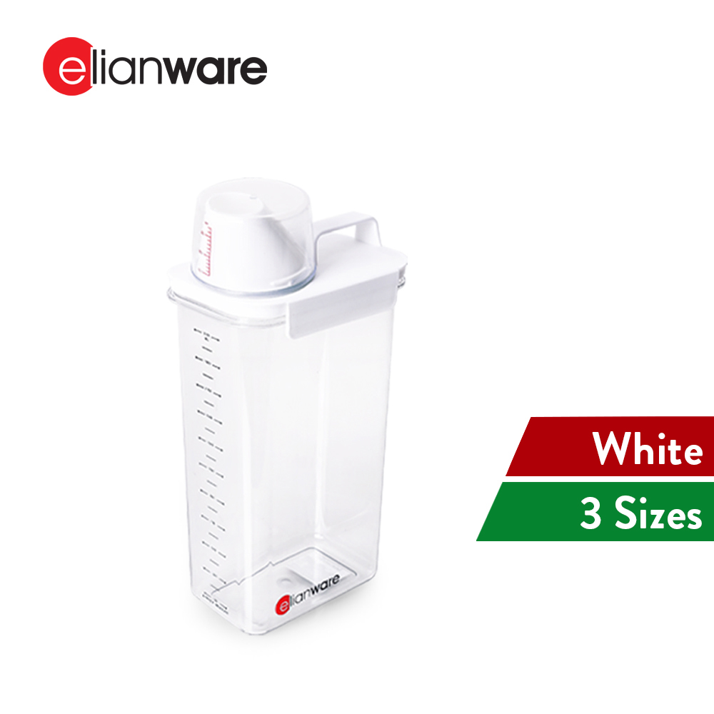Elianware Laundry Detergent Airtight Cereal Dispenser Bekas Makanan Beras Food Container with Measurement Cup