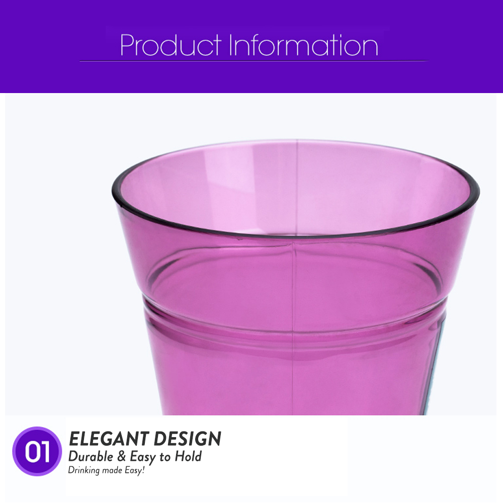 Elianware 1/3PCS Unbreakable Cup Elegant Cawan Plastik Transparent Mug