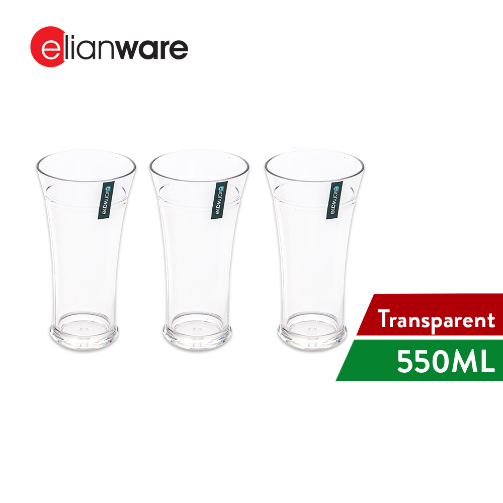 Elianware 1/3PCS Unbreakable Cup Elegant Cawan Plastik Transparent Mug