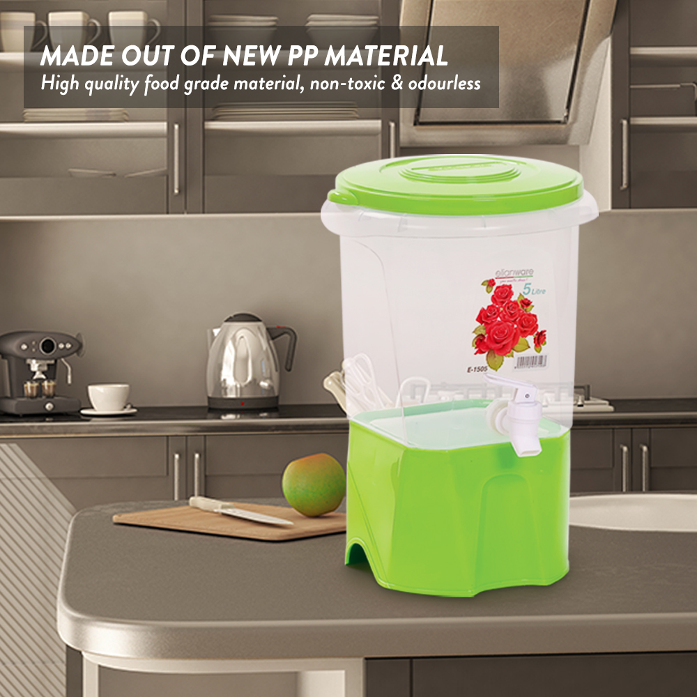 Elianware 5Ltr Jamuan Water Dispenser Hot & Cold Beverages Bekas Air Tong with Faucet & Stand