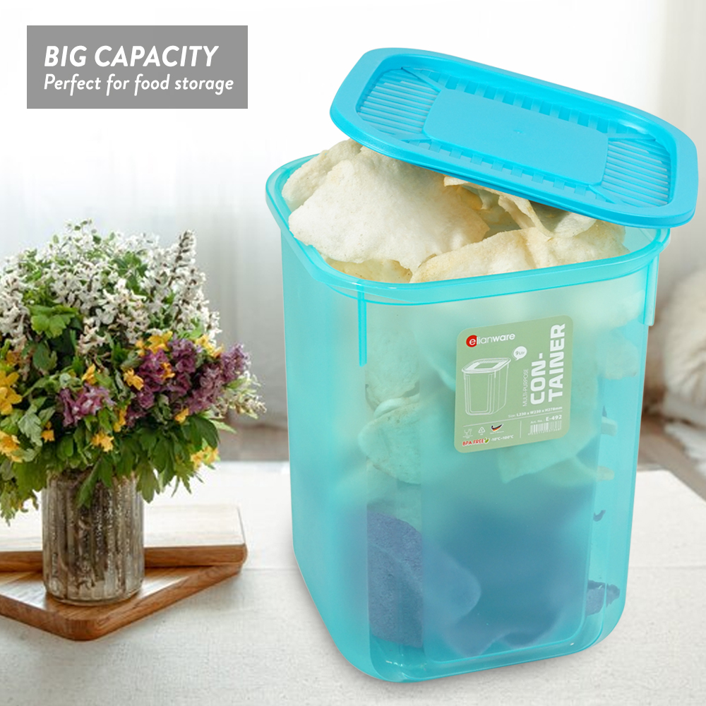 Elianware 1PC/3PCS 9Ltr Airtight Food Container Kerepek Snacks Storage Bekas Kedap
