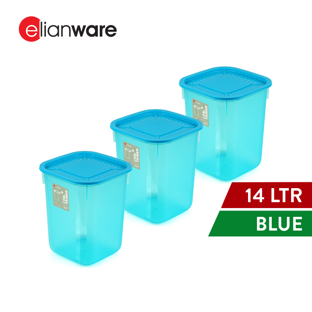 Elianware 1PC/3PCS 14Ltr Large Airtight Container Bekas Beras Keropok Rice Storage