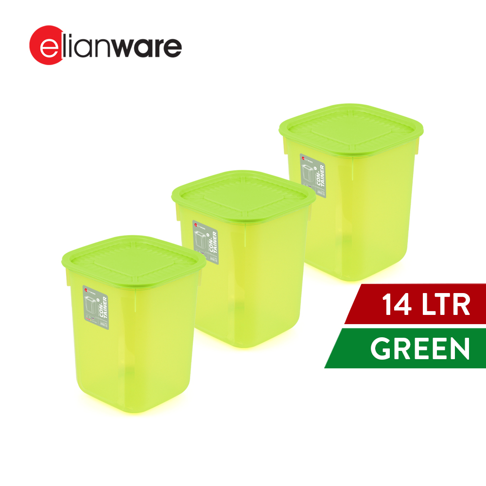 Elianware 1PC/3PCS 14Ltr Large Airtight Container Bekas Beras Keropok Rice Storage