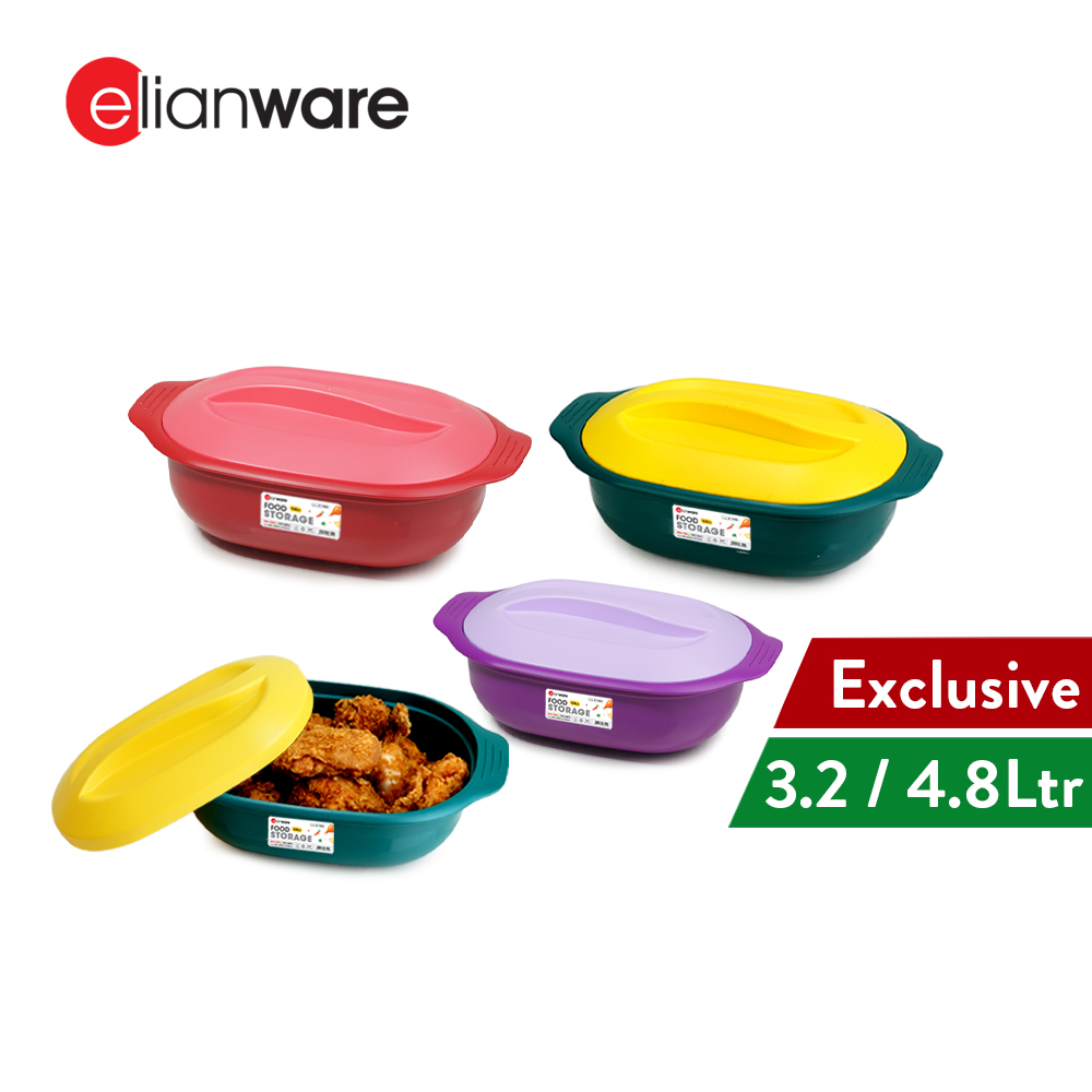 Elianware 1PC/4PCS Tray Makanan Serving Tray With Cover Party Buffet Bekas Kuih Lauk