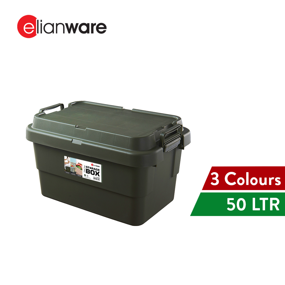 Elianware 50 Ltr Camping Extra Large Storage Box Big Heavy Duty Toys Box Storage