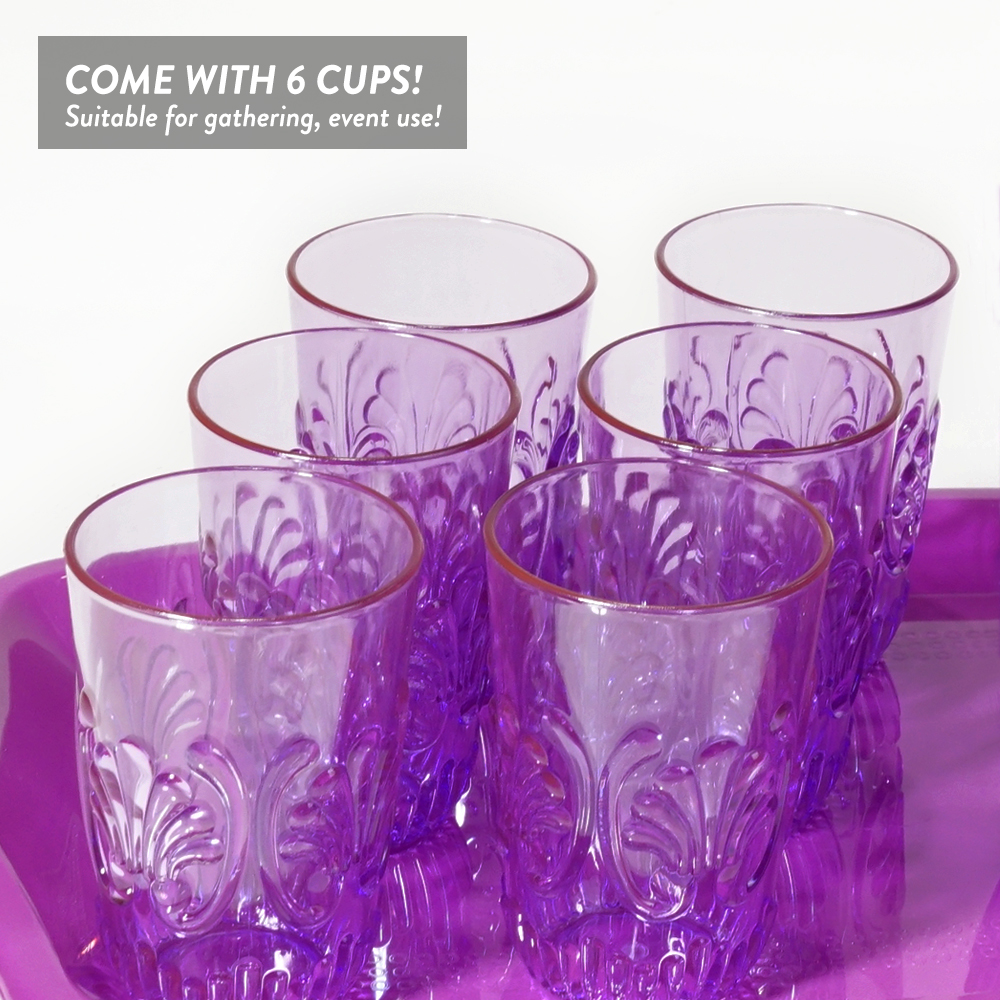 Elianware BPA Free Premium 2Ltr Water Jug & Cup Cawan (200ML x 6) with Tray Set
