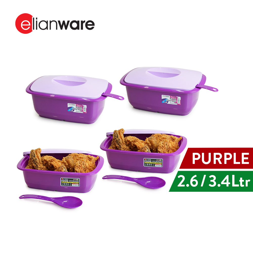 Elianware 2.6Ltr & 3.4Ltr Bekas Makanan Party Buffet Tray Set Bekas Kuih Lauk Serving Tray dengan Senduk