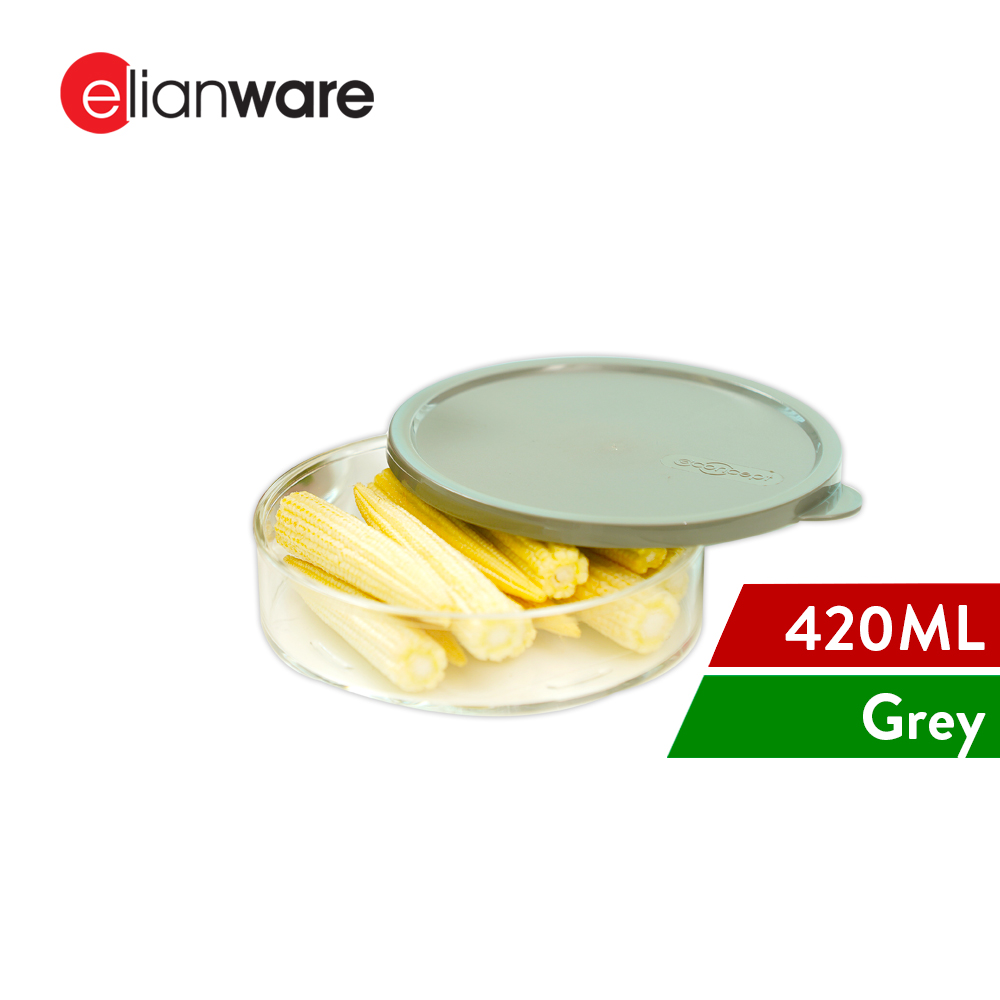 Elianware E-Concept (420ml) Round Acrylic BPA FREE Microwavable Kitchen Fridge Freezer Organizer