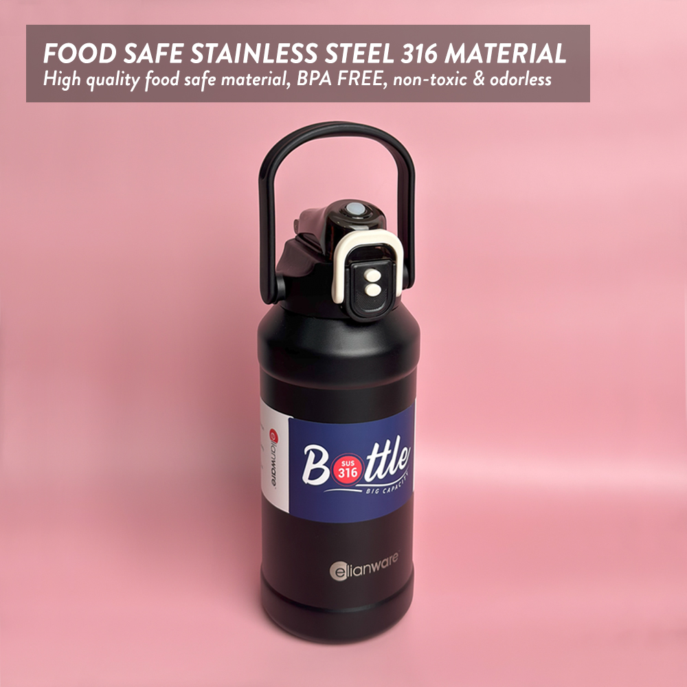 Elianware 1L / 1.5L 316 Stainless Steel Tumbler Durable Vacuum Flask Sport Bottle