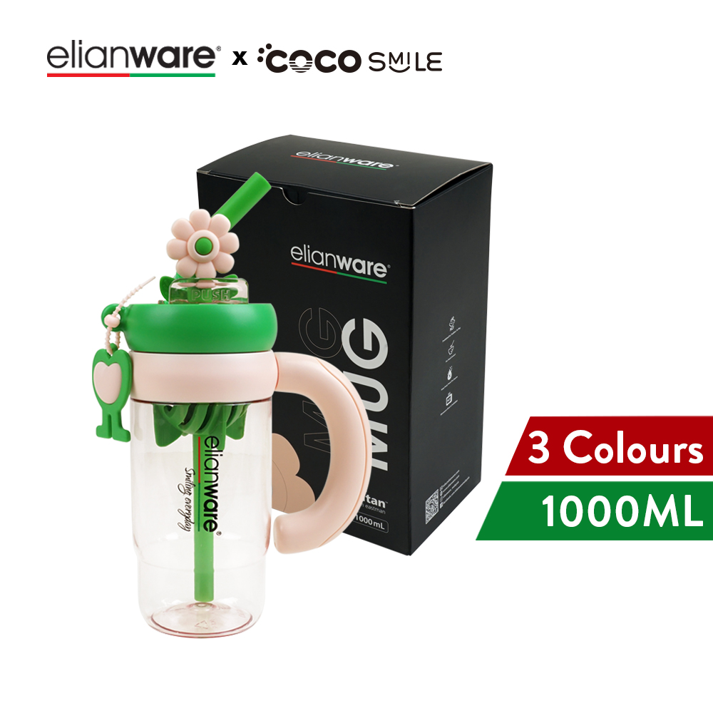 Elianware x Cocosmile Flower Twirling Cup with Crescent Handle 1000ML