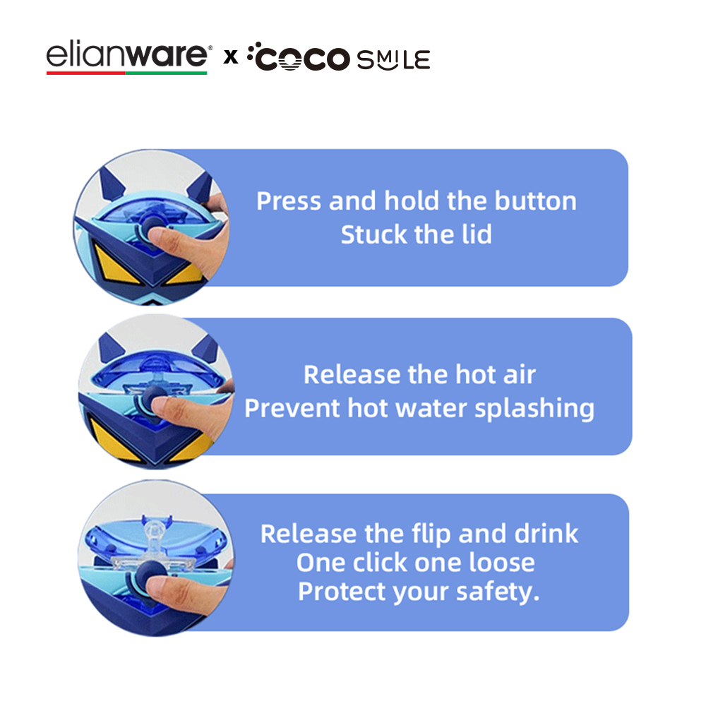 Elianware x Cocosmile Robot Round Kid Tritan Bottle with Strap 630ML