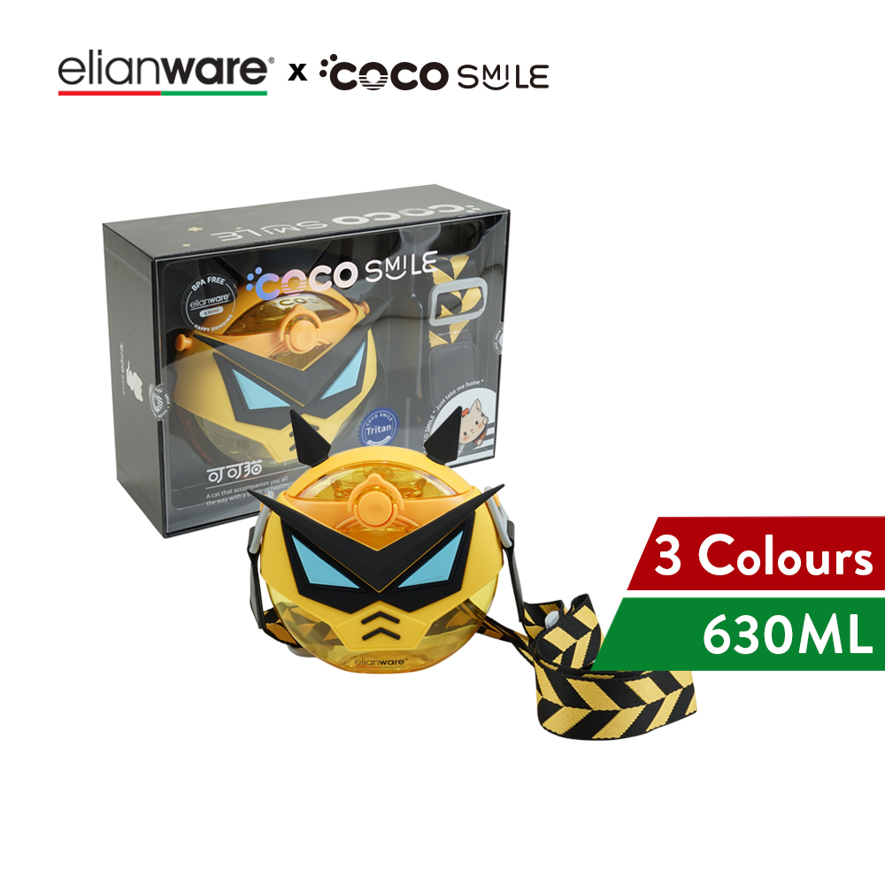 Elianware x Cocosmile Robot Round Kid Tritan Bottle with Strap 630ML