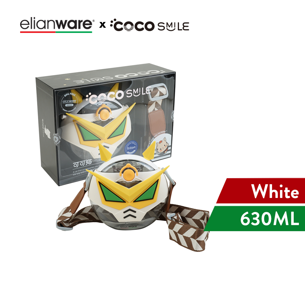 Elianware x Cocosmile Robot Round Kid Tritan Bottle with Strap 630ML