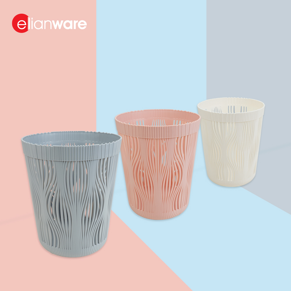 Elianware Hollowed Design Dustbin Mesh Trash Rubbish Bin Tong Sampah