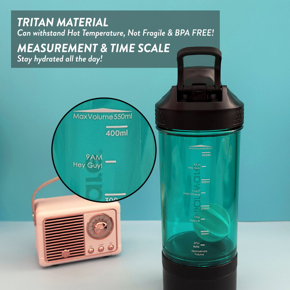 Elianware Tritan Protein Shaker Fitness Powder Sport Shaker Bottle BPA Free (550ML)