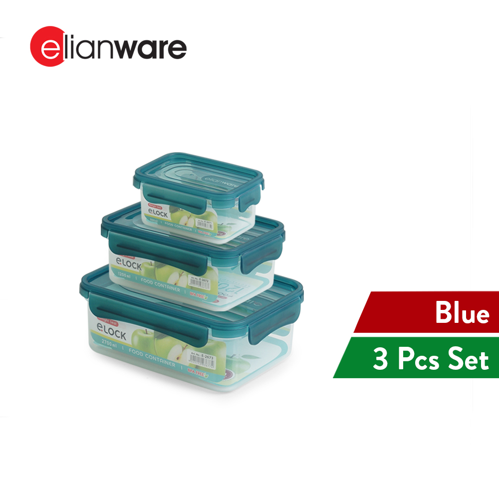 Elianware E-LOCK 1PC/3PCS Bekas Makanan Food Storage Kids Lunch Box Bento