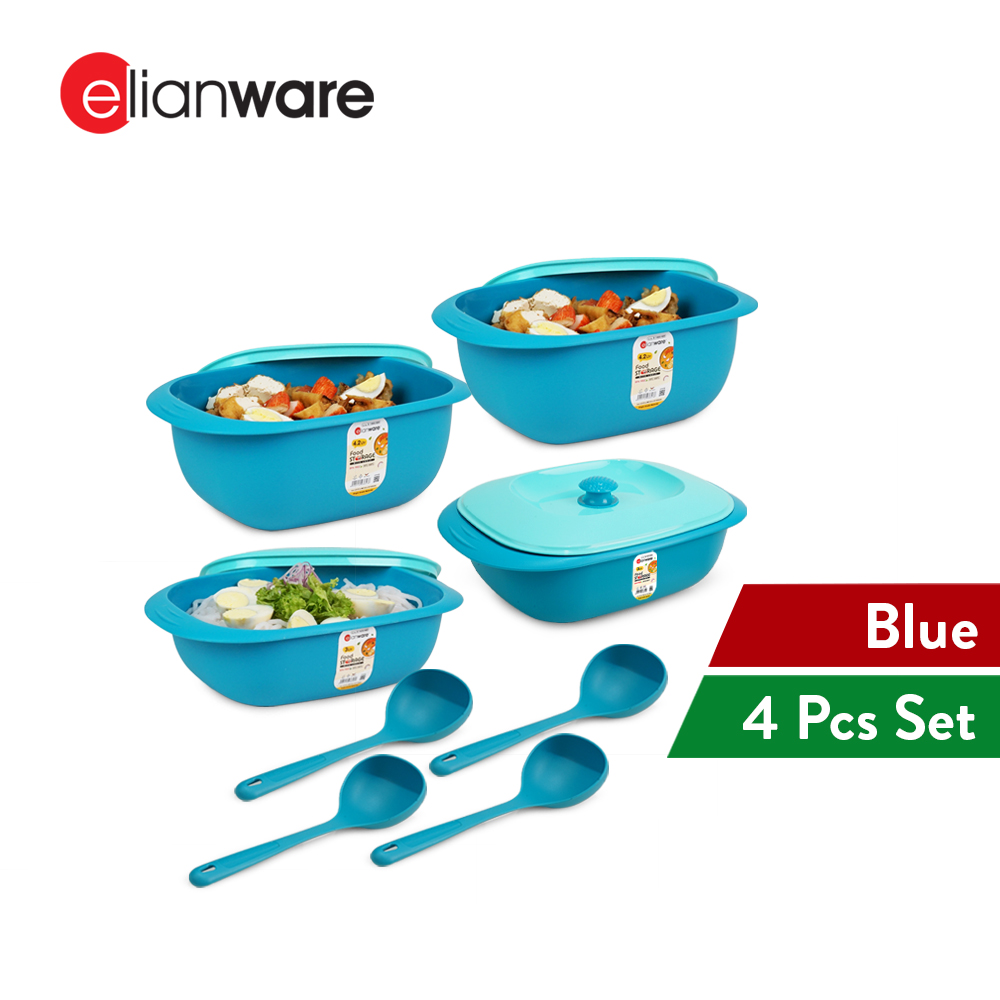 Elianware 1PC/4PCS Buffet Bekas Makanan Kuih Raya Party Serving Tray Set with Ladle