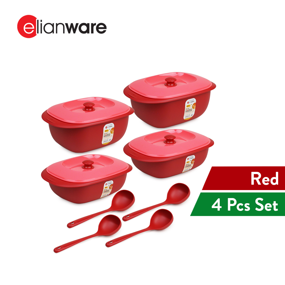 Elianware 1PC/4PCS Buffet Bekas Makanan Kuih Raya Party Serving Tray Set with Ladle