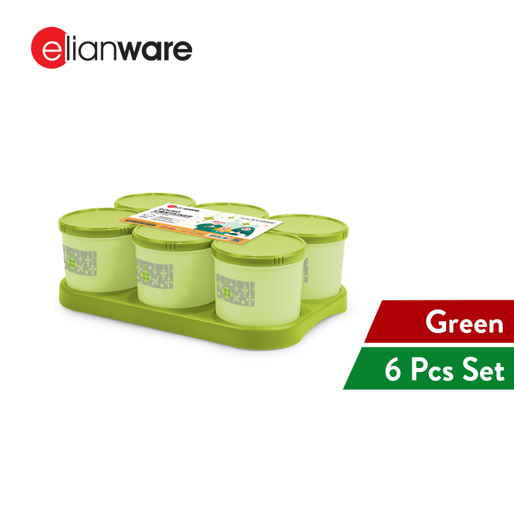 Elianware 670ML Container Canister Cookies Snacks Bekas Kuih Raya with Tray(6Pcs)