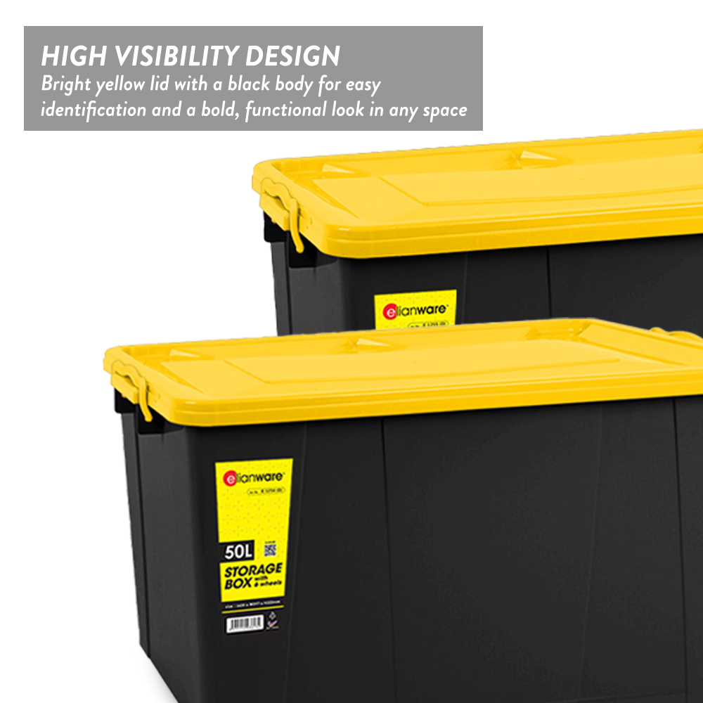 Elianware 20/30/40/50/60/70/90L Plastic Storage Box with Wheels Storage Organizer Kotak Penyimpanan Roda (1PC/Bundle)