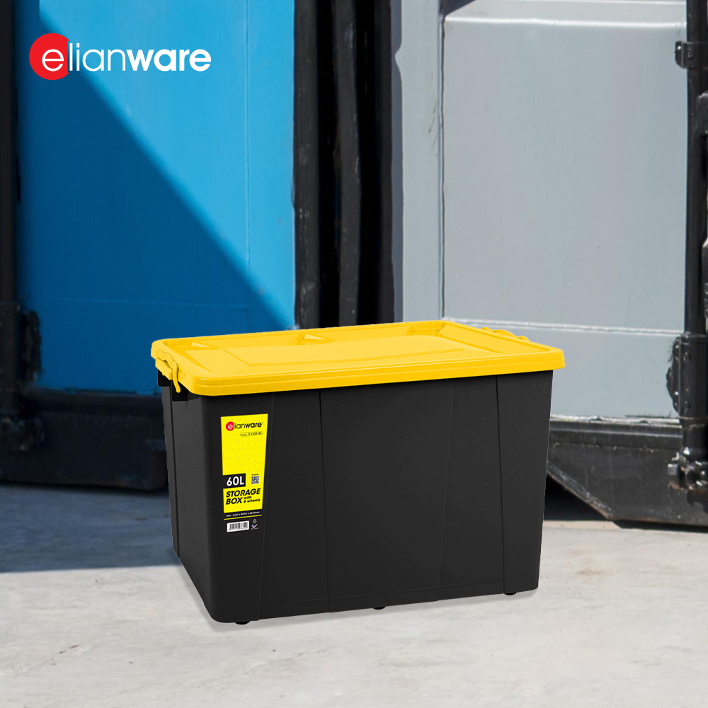 Elianware 20/30/40/50/60/70/90L Plastic Storage Box with Wheels Storage Organizer Kotak Penyimpanan Roda (1PC/Bundle)