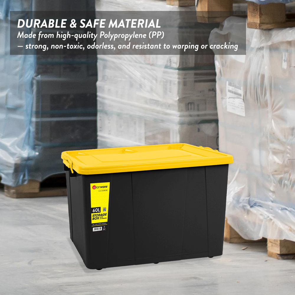Elianware 20/30/40/50/60/70/90L Plastic Storage Box with Wheels Storage Organizer Kotak Penyimpanan Roda (1PC/Bundle)