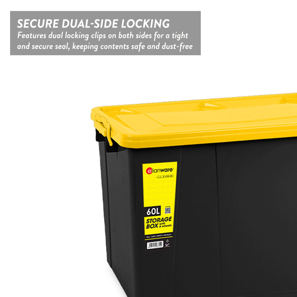 Elianware 20/30/40/50/60/70/90L Plastic Storage Box with Wheels Storage Organizer Kotak Penyimpanan Roda (1PC/Bundle)