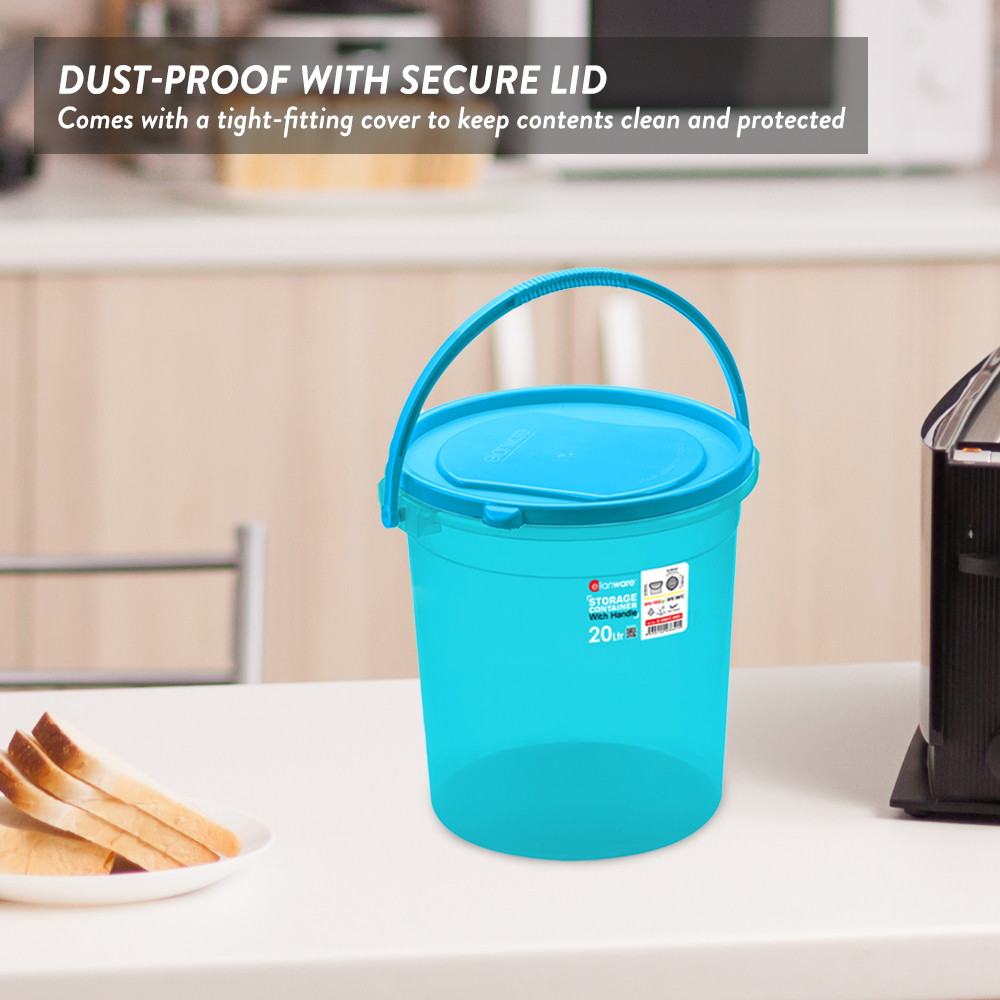 Elianware Storage Container Round Beras Food Container Air Pail with Handle