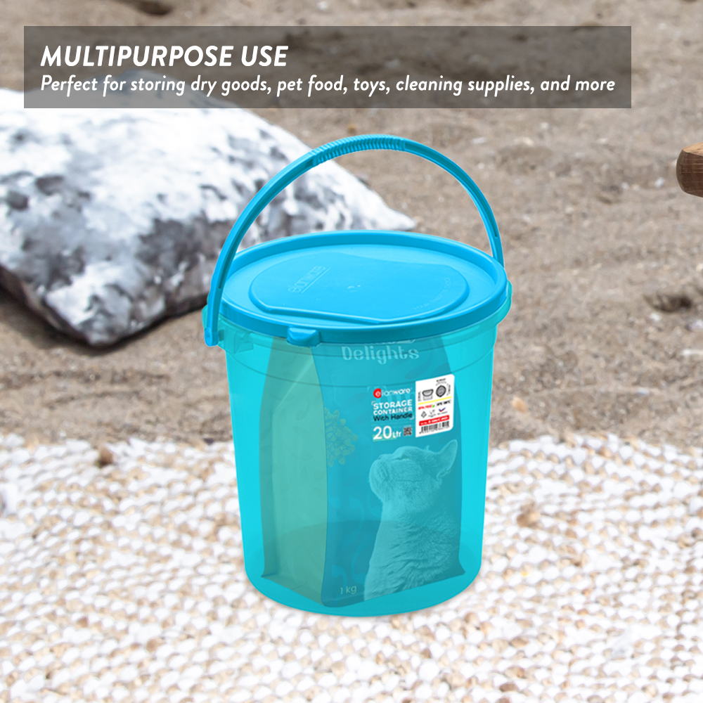 Elianware Storage Container Round Beras Food Container Air Pail with Handle